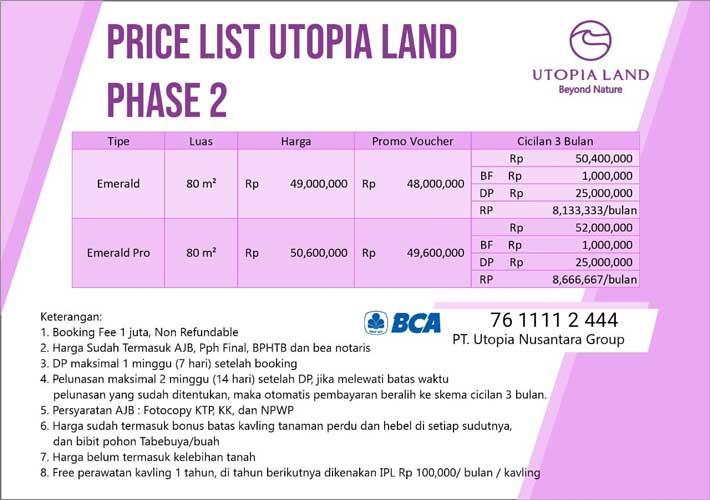 Price List Utopia Land Azamta Properti